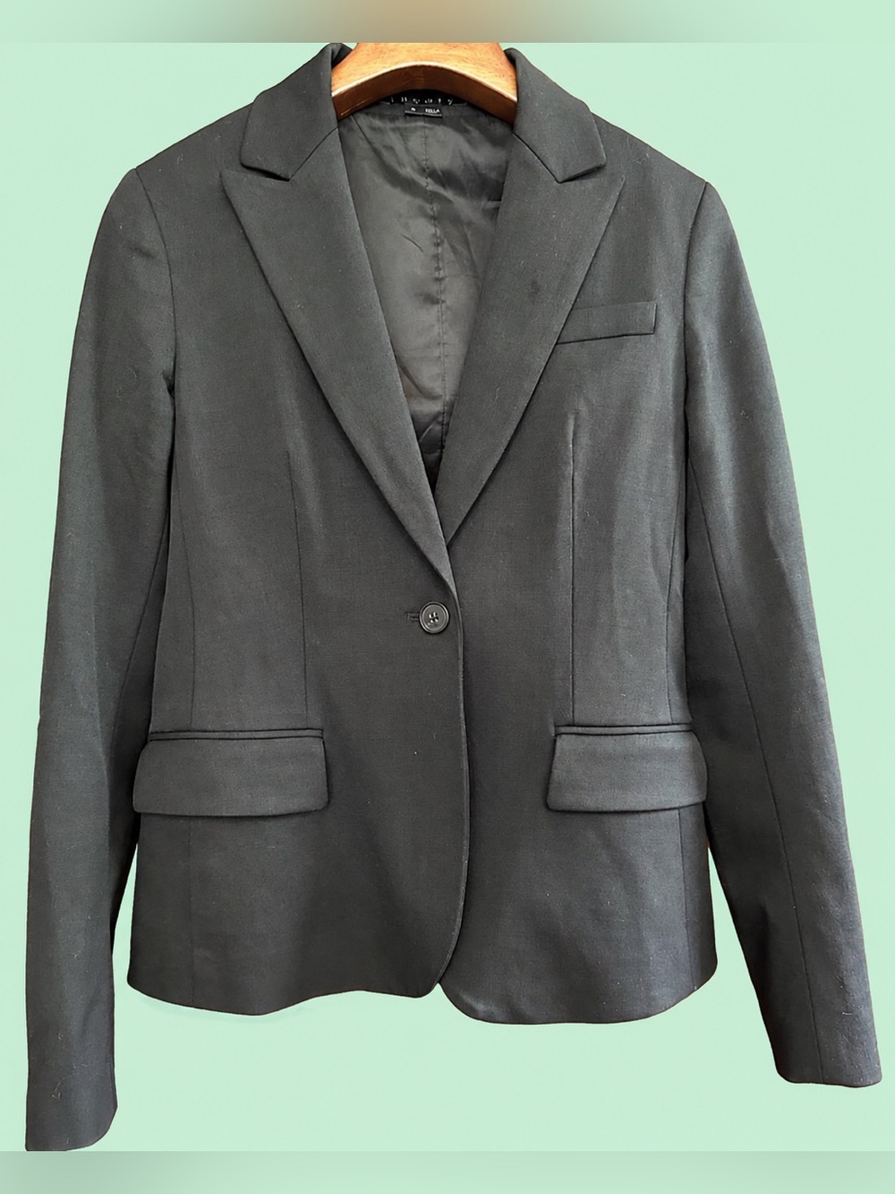 LADIES Theory Vintage Black Wool Blend Gabe B Suit Jacket - SIZE 2